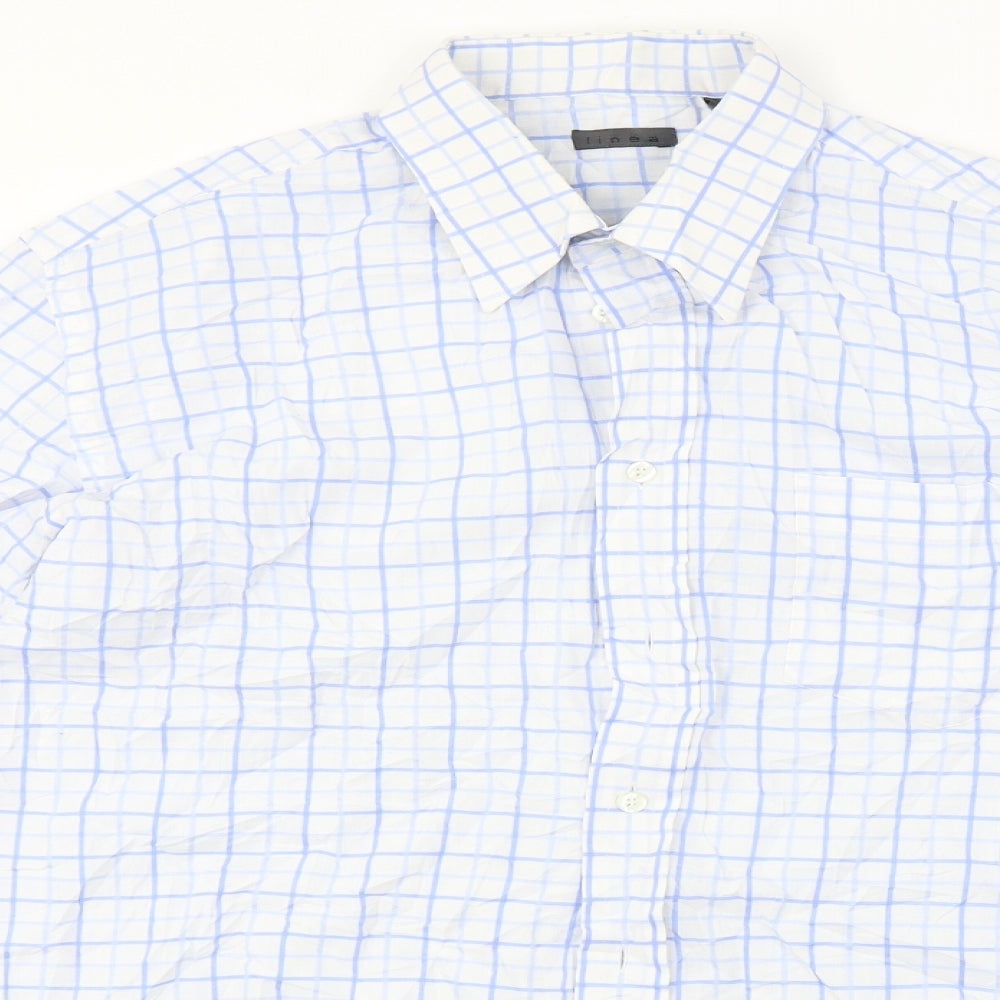 Mens UK Size 16 Linea Blue  Button-Up Long Sleeve Casual Shirt