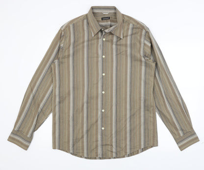 Mens UK Size L Lakeland Brown  Button-Up Long Sleeve Casual Shirt
