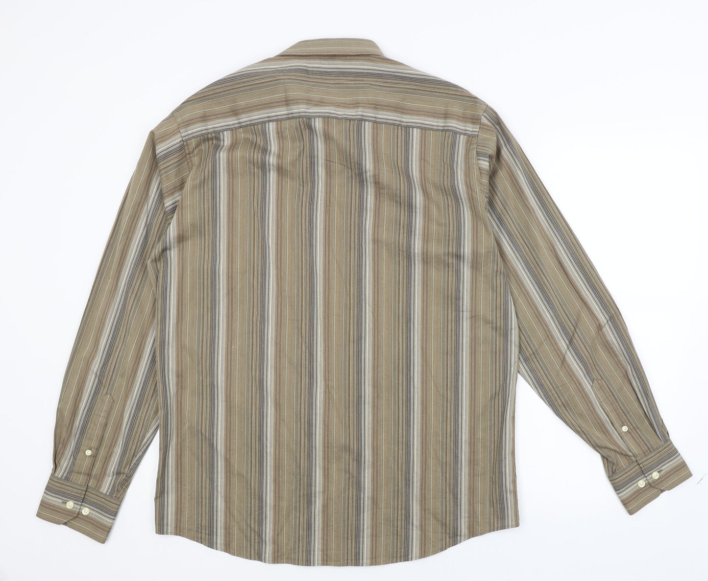 Mens UK Size L Lakeland Brown  Button-Up Long Sleeve Casual Shirt