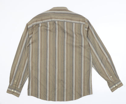 Mens UK Size L Lakeland Brown  Button-Up Long Sleeve Casual Shirt