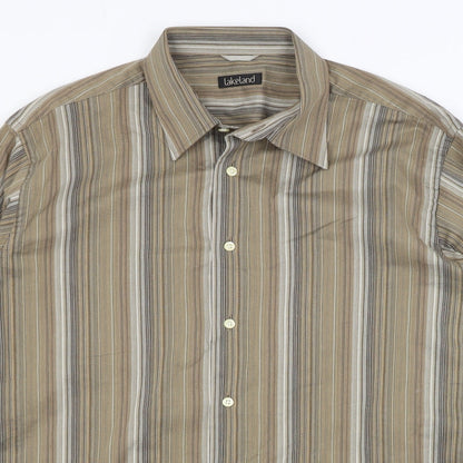Mens UK Size L Lakeland Brown  Button-Up Long Sleeve Casual Shirt