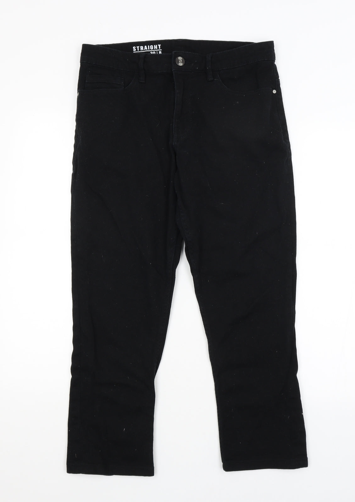 Mens UK Size 30 in Preworn Regular Fit Straight Black Jeans