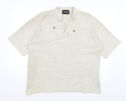 Gianno Mens Beige Striped  Pullover Jumper Size M