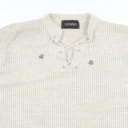 Gianno Mens Beige Striped  Pullover Jumper Size M