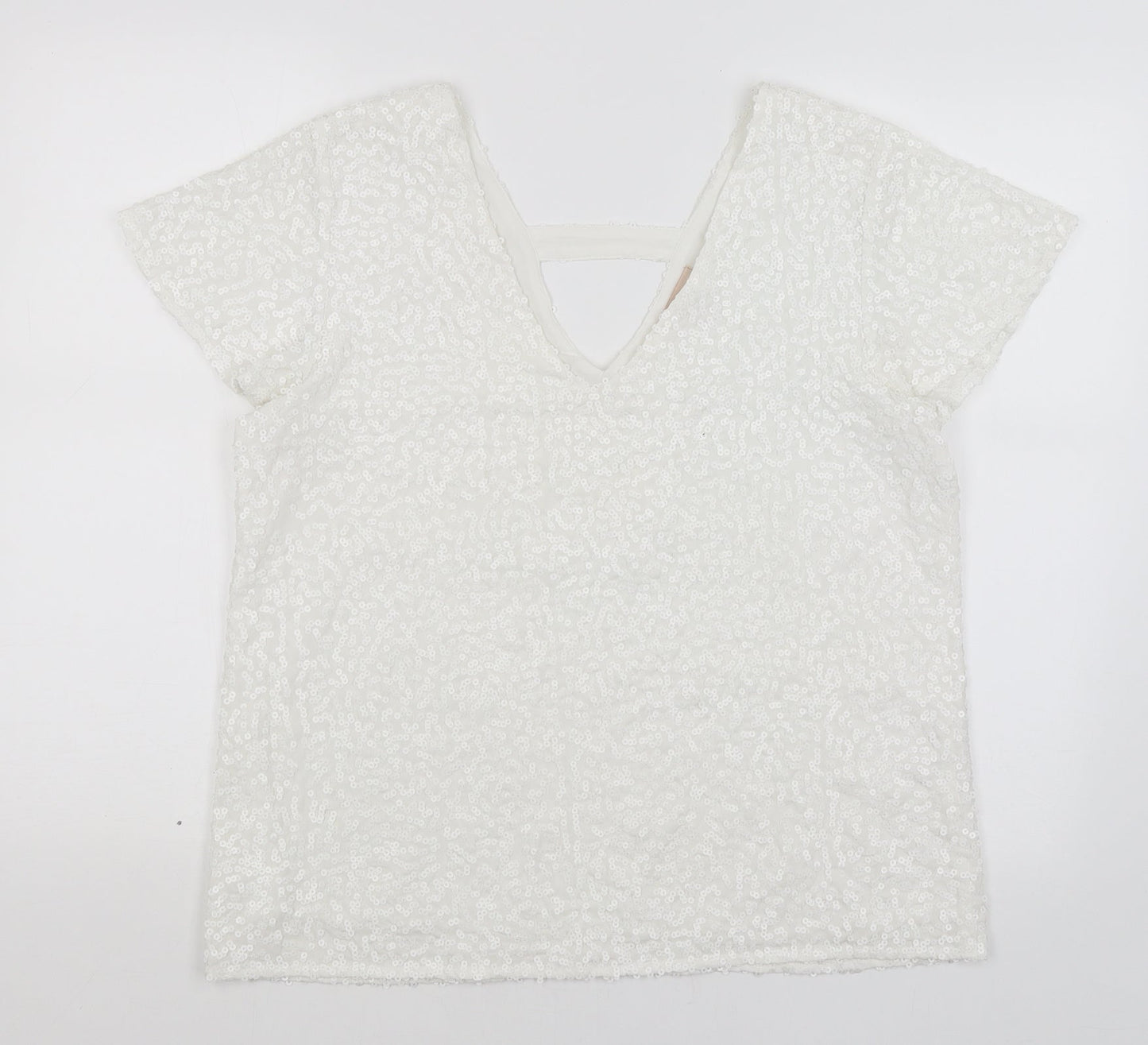Amichi Collection Womens White   Basic T-Shirt Size L