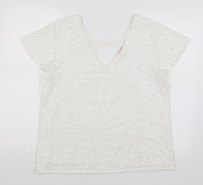 Amichi Collection Womens White   Basic T-Shirt Size L