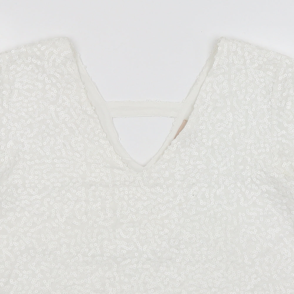 Amichi Collection Womens White   Basic T-Shirt Size L