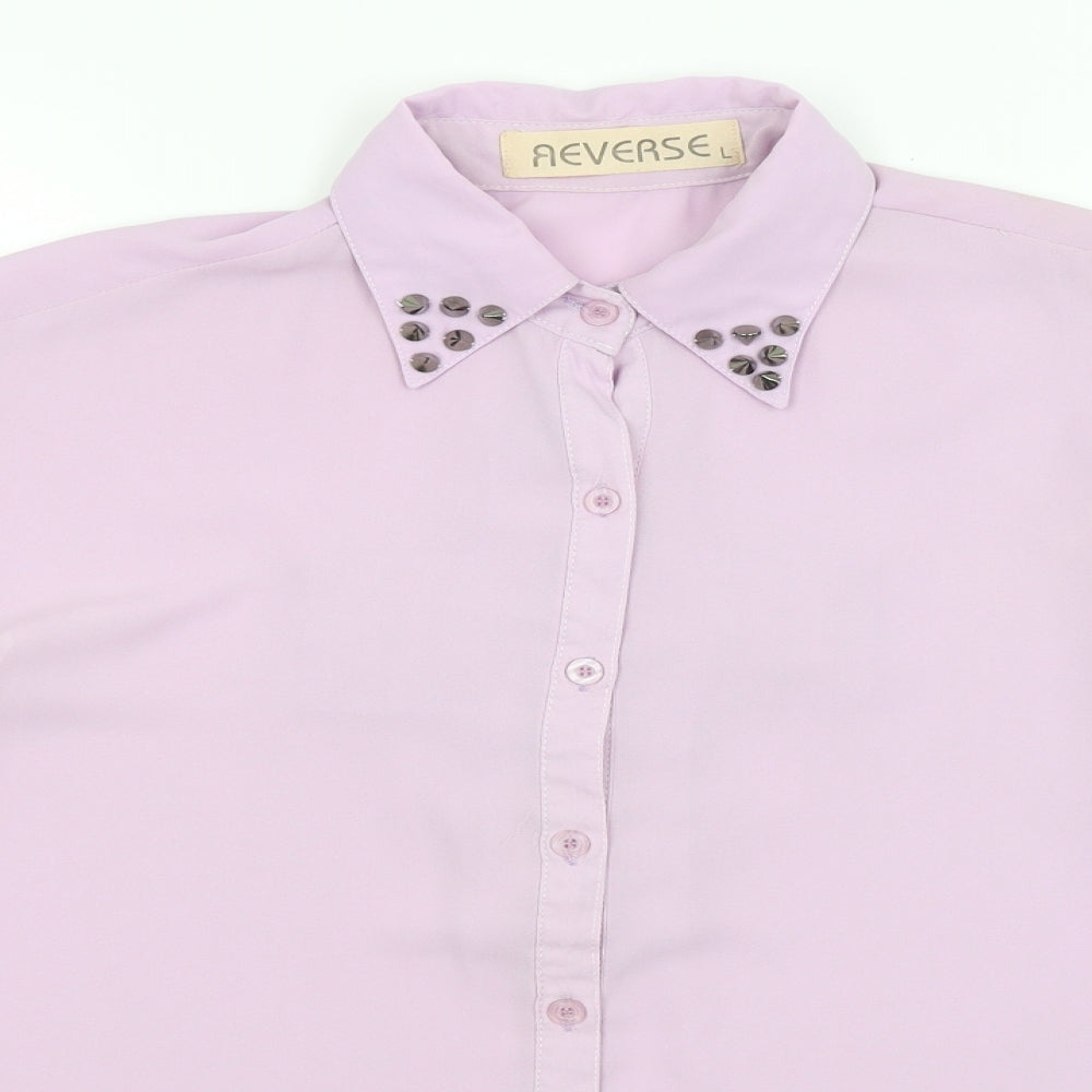 Reverse Womens Purple   Basic Button-Up Size L