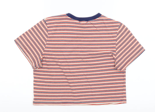 Cooperative Womens White Striped  Cropped T-Shirt Size S