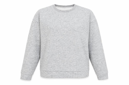 Front view of ASOS women’s grey pullover sweatshirt, size UK 6