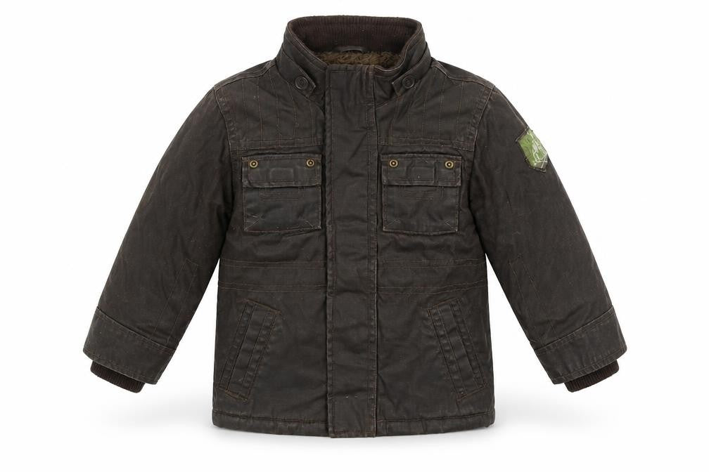 Front view of Rocha Little Rocha boys’ brown jacket, size 2-3, years