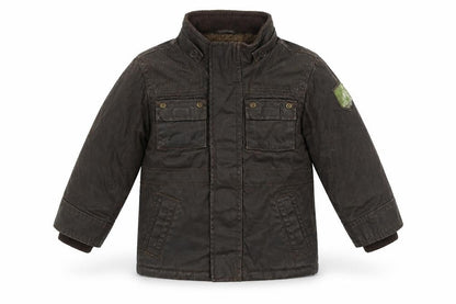 Front view of Rocha Little Rocha boys’ brown jacket, size 2-3, years