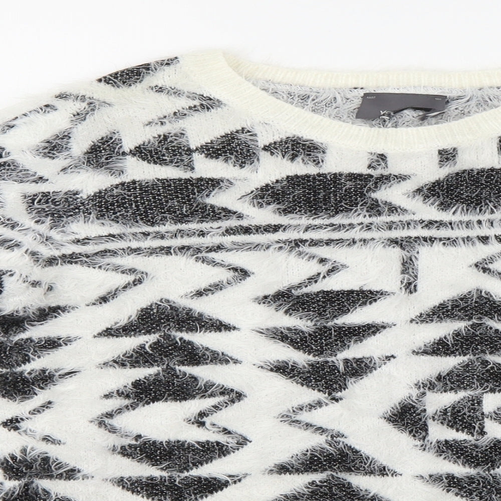 Womens UK Size M Preworn White Henley Jumper