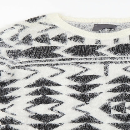 Womens UK Size M Preworn White Henley Jumper