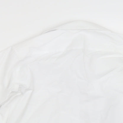 Close-up detail of Tu girls’ white basic button-up, size 10, years