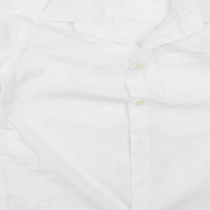 Brand and care label for Tu girls’ white basic button-up, size 10, years