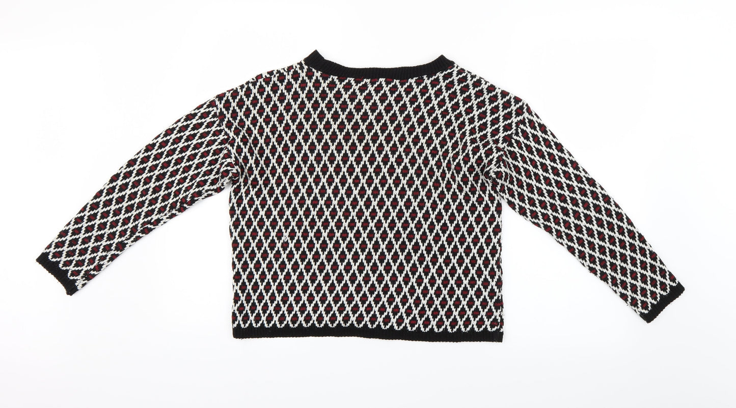 Q-10 Womens Multicoloured Argyle/Diamond  Pullover Jumper Size L