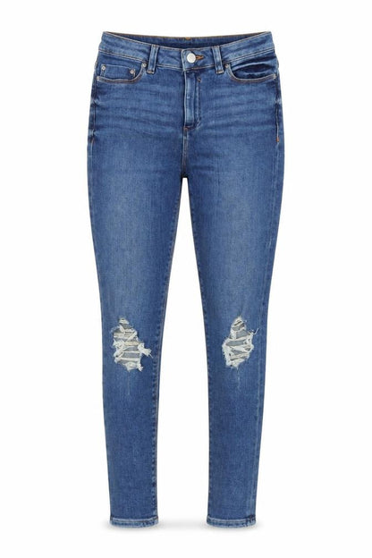Front view of ASOS women’s blue denim skinny jeans, size UK 26, 30-inch leg