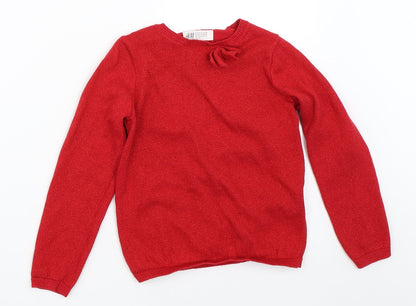 H&M Girls Red   Pullover Jumper Size 5-6 Years