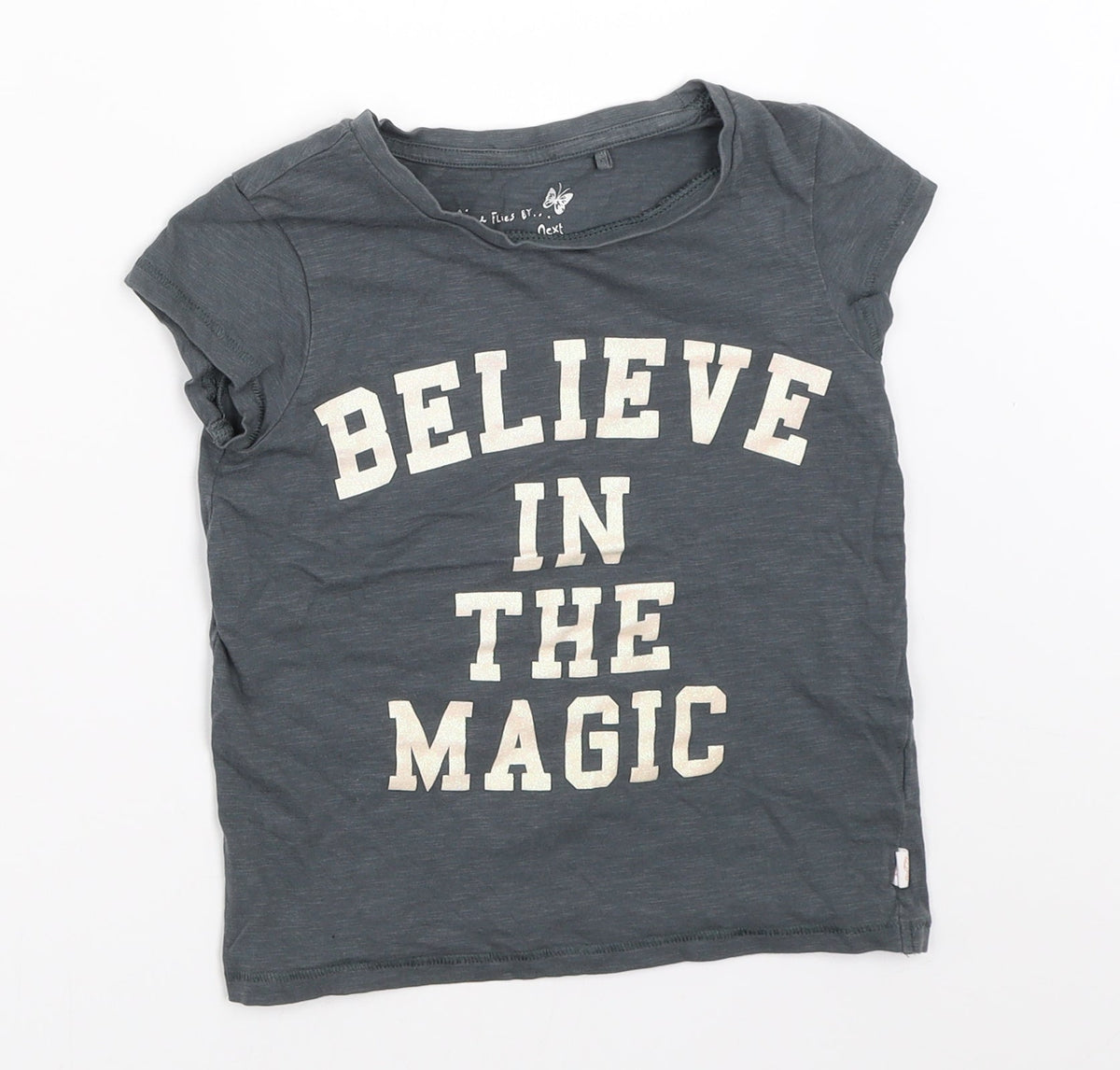 Additional front view of Next girls’ grey basic t-shirt, size 5, years
