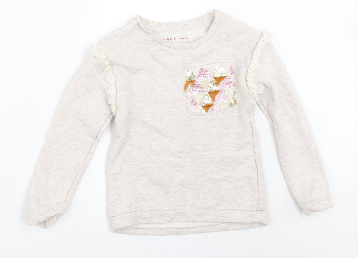 Nutmeg Girls Beige   Pullover Sweatshirt Size 6-7 Years