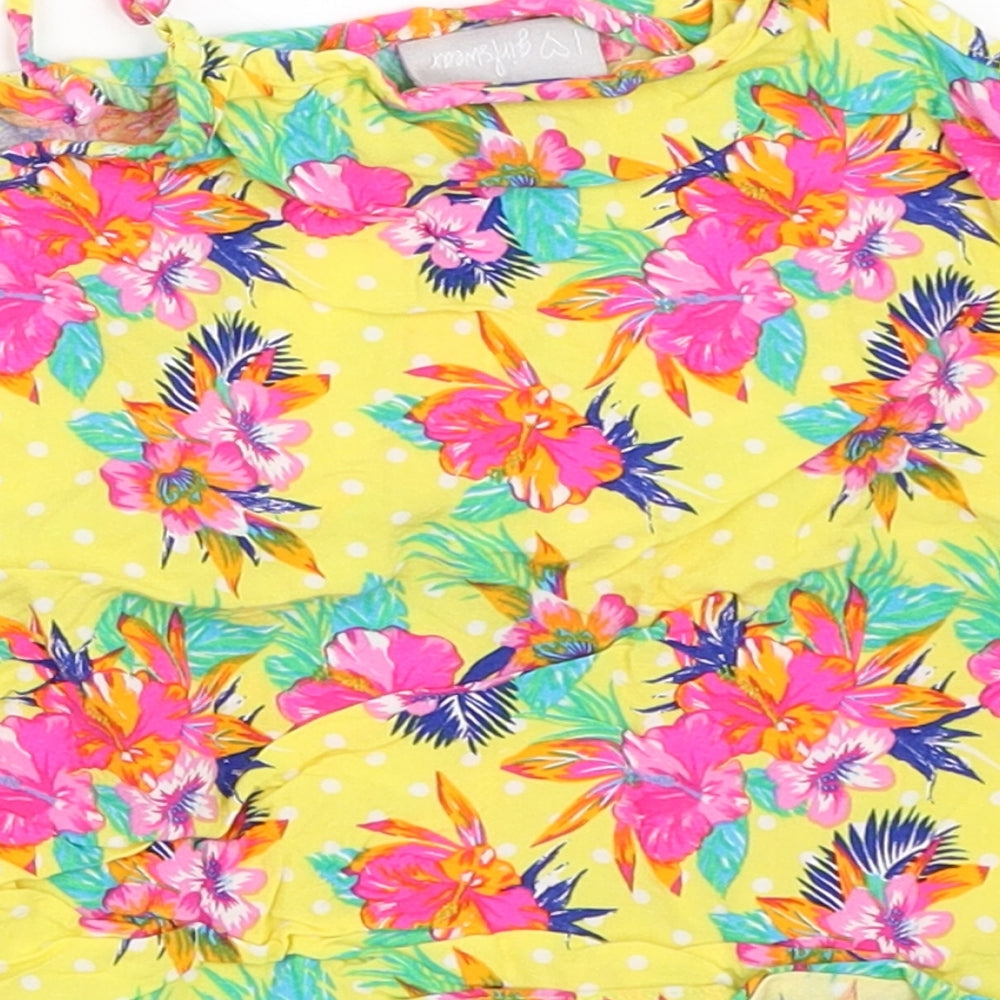 Matalan Girls Yellow Floral  Camisole Tank Size 7 Years