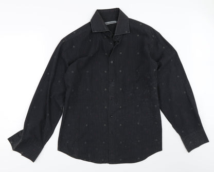 Mens UK Size M Fashion Union Black  Button-Up Long Sleeve Casual Shirt
