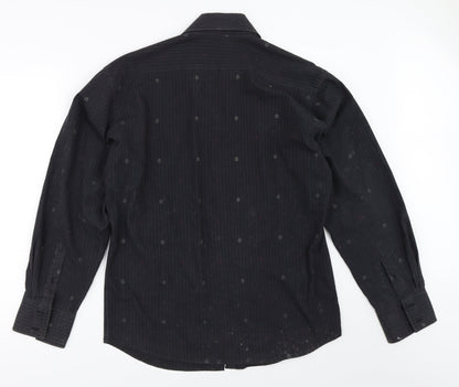 Mens UK Size M Fashion Union Black  Button-Up Long Sleeve Casual Shirt