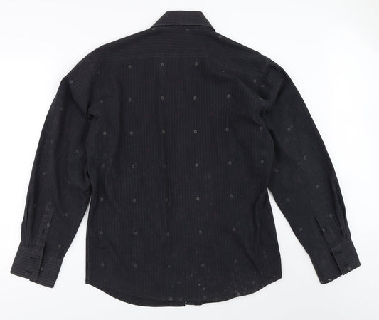 Mens UK Size M Fashion Union Black  Button-Up Long Sleeve Casual Shirt