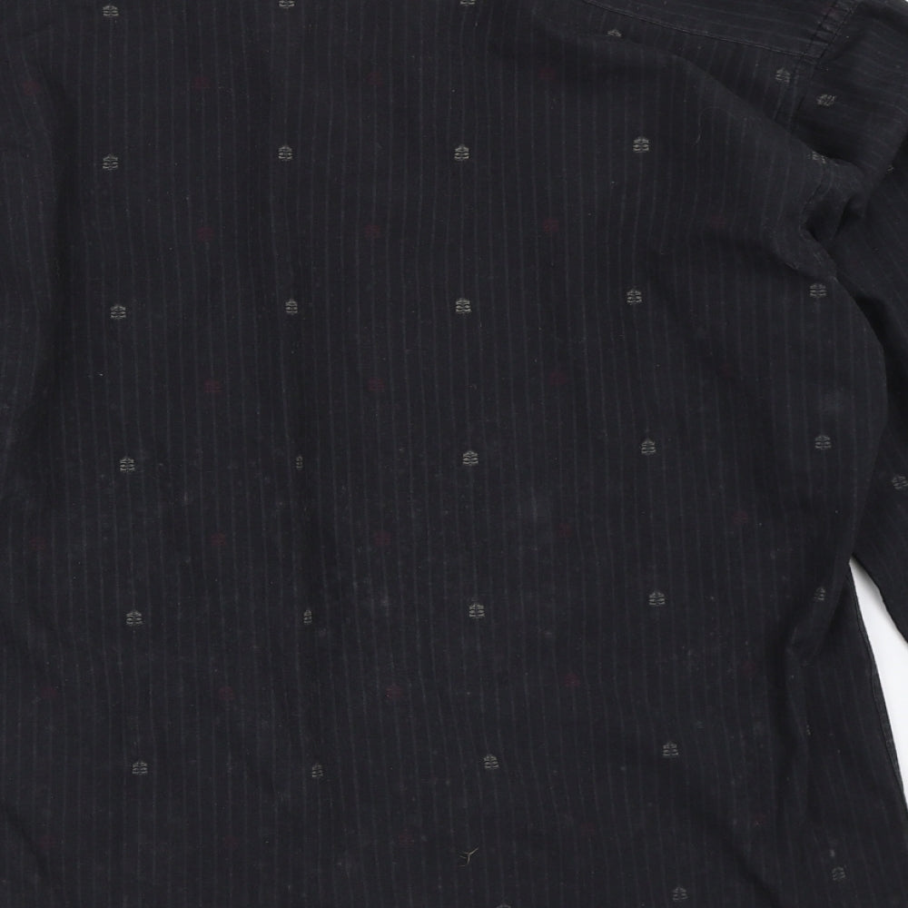 Mens UK Size M Fashion Union Black  Button-Up Long Sleeve Casual Shirt