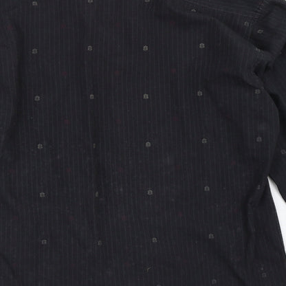 Mens UK Size M Fashion Union Black  Button-Up Long Sleeve Casual Shirt