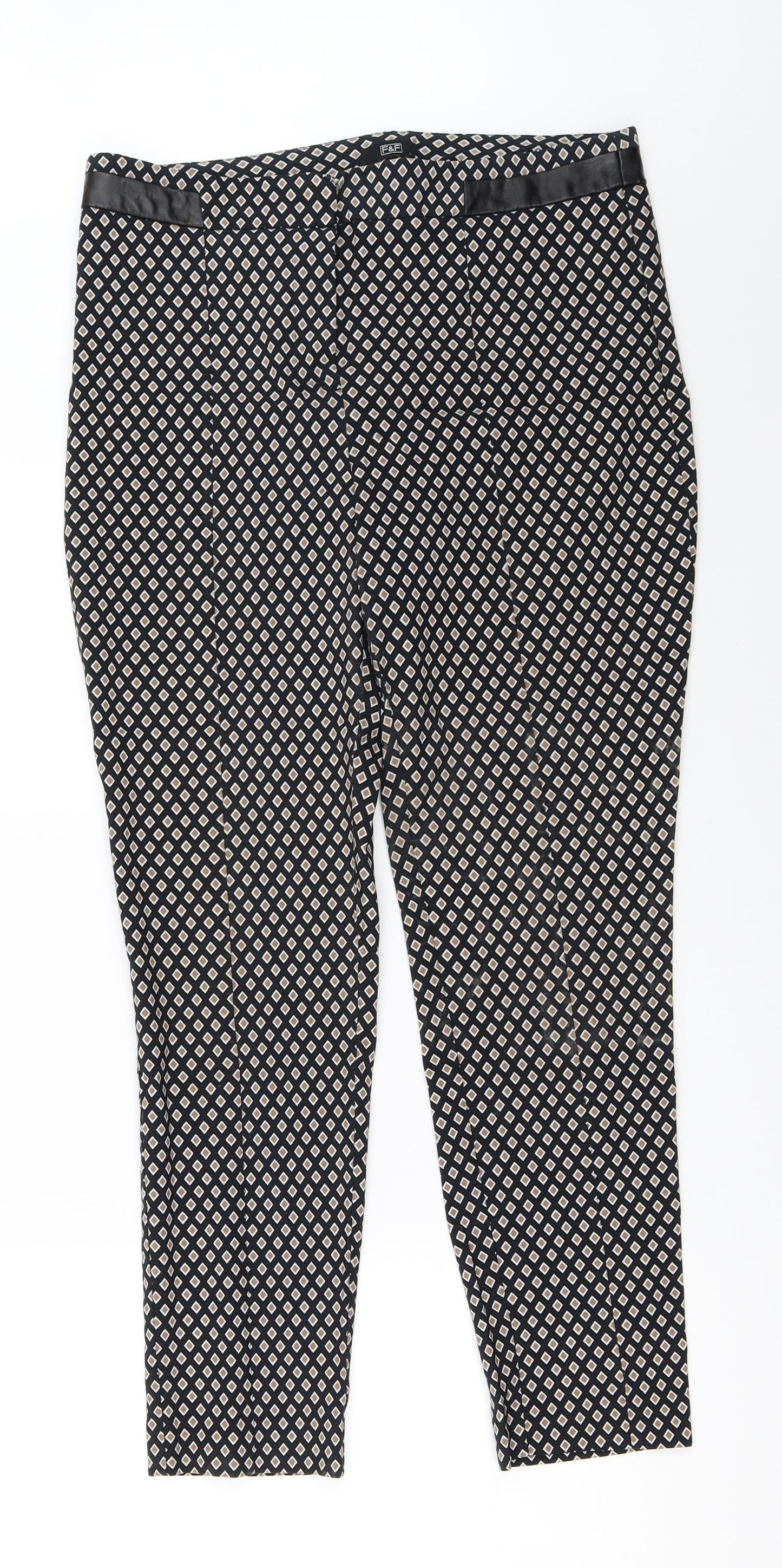 Womens UK Size 12 F&F Regular Fit Capri Black Trousers