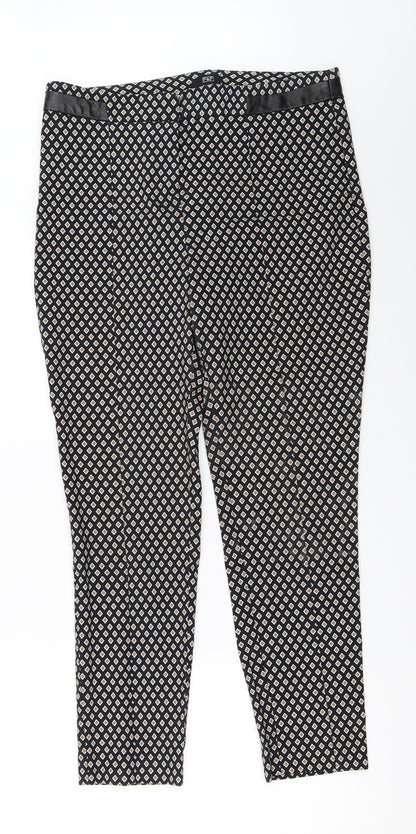 Womens UK Size 12 F&F Regular Fit Capri Black Trousers