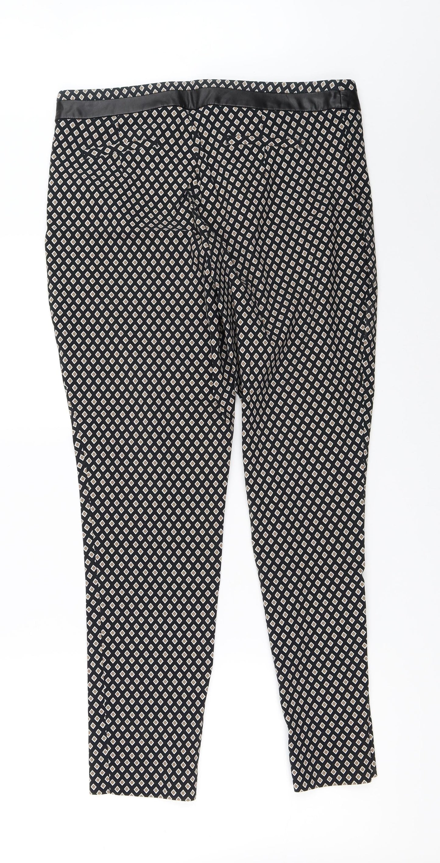 Womens UK Size 12 F&F Regular Fit Capri Black Trousers