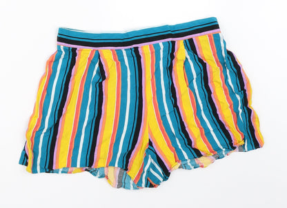 Papaya Womens Blue Striped  Hot Pants Shorts Size 12