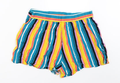 Papaya Womens Blue Striped  Hot Pants Shorts Size 12