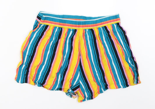 Papaya Womens Blue Striped  Hot Pants Shorts Size 12