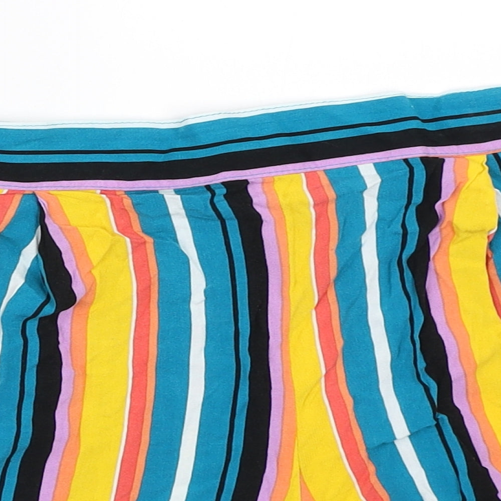 Papaya Womens Blue Striped  Hot Pants Shorts Size 12