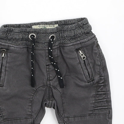 Close-up detail of Next boys’ grey jogger jeans, size 3-6, months