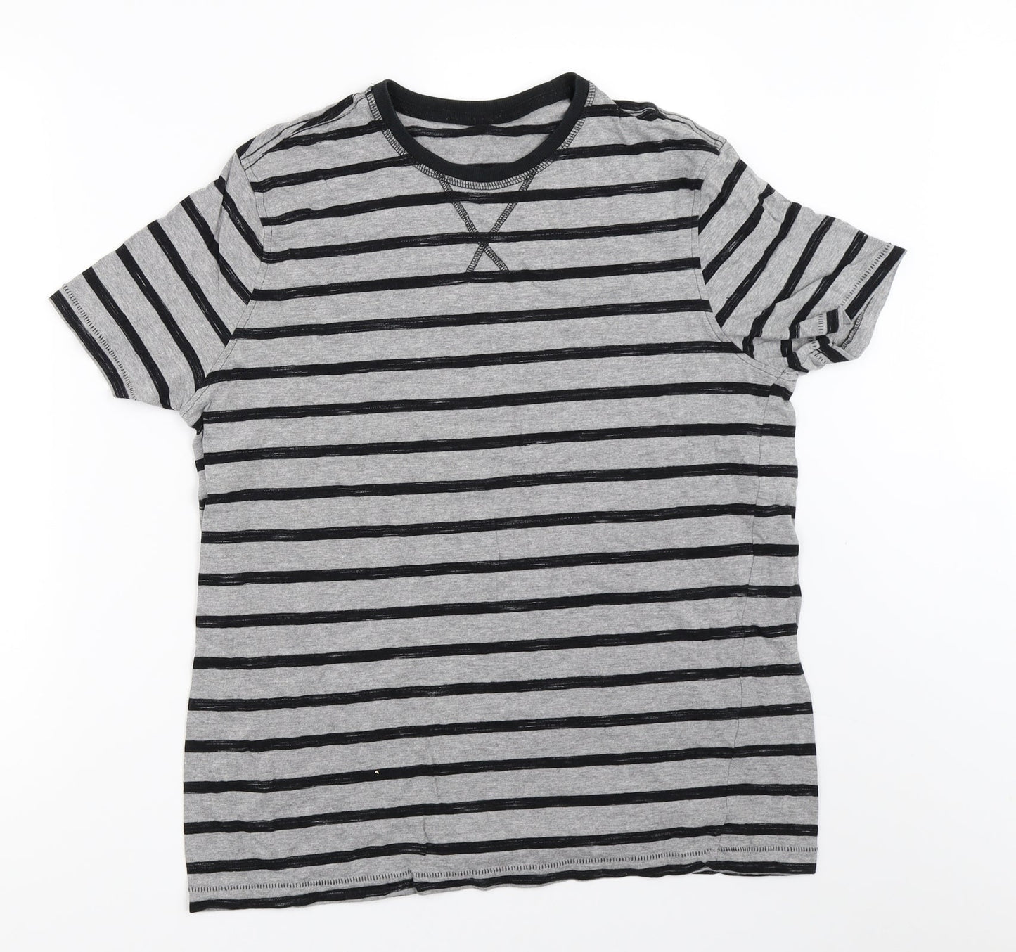 George Mens Grey Striped   T-Shirt Size M