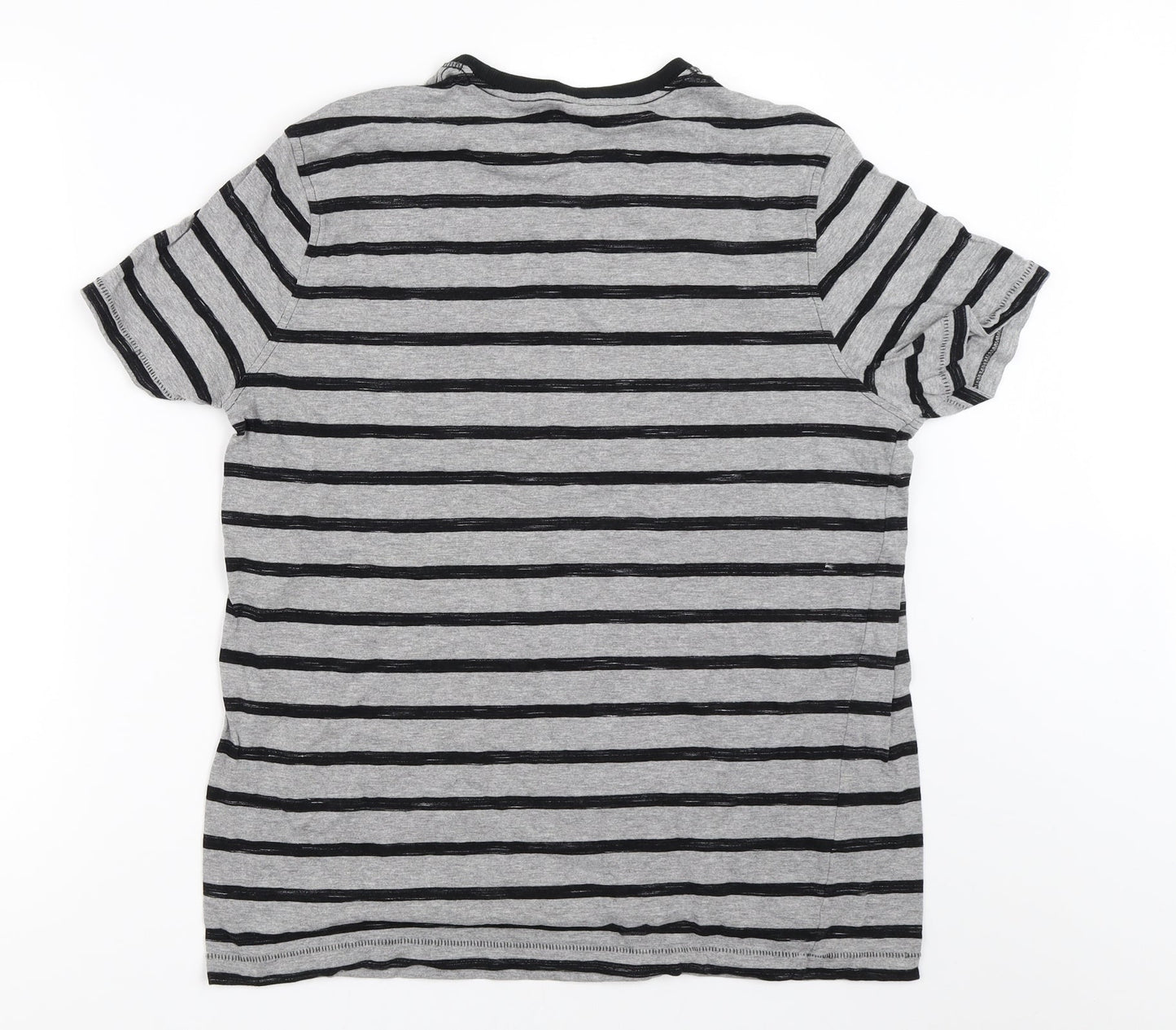 George Mens Grey Striped   T-Shirt Size M