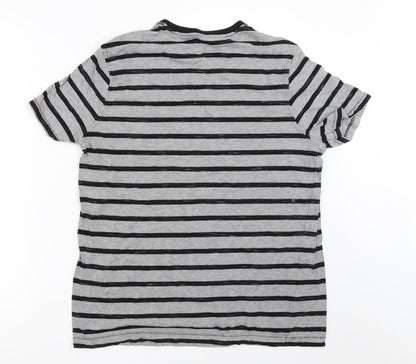 George Mens Grey Striped   T-Shirt Size M