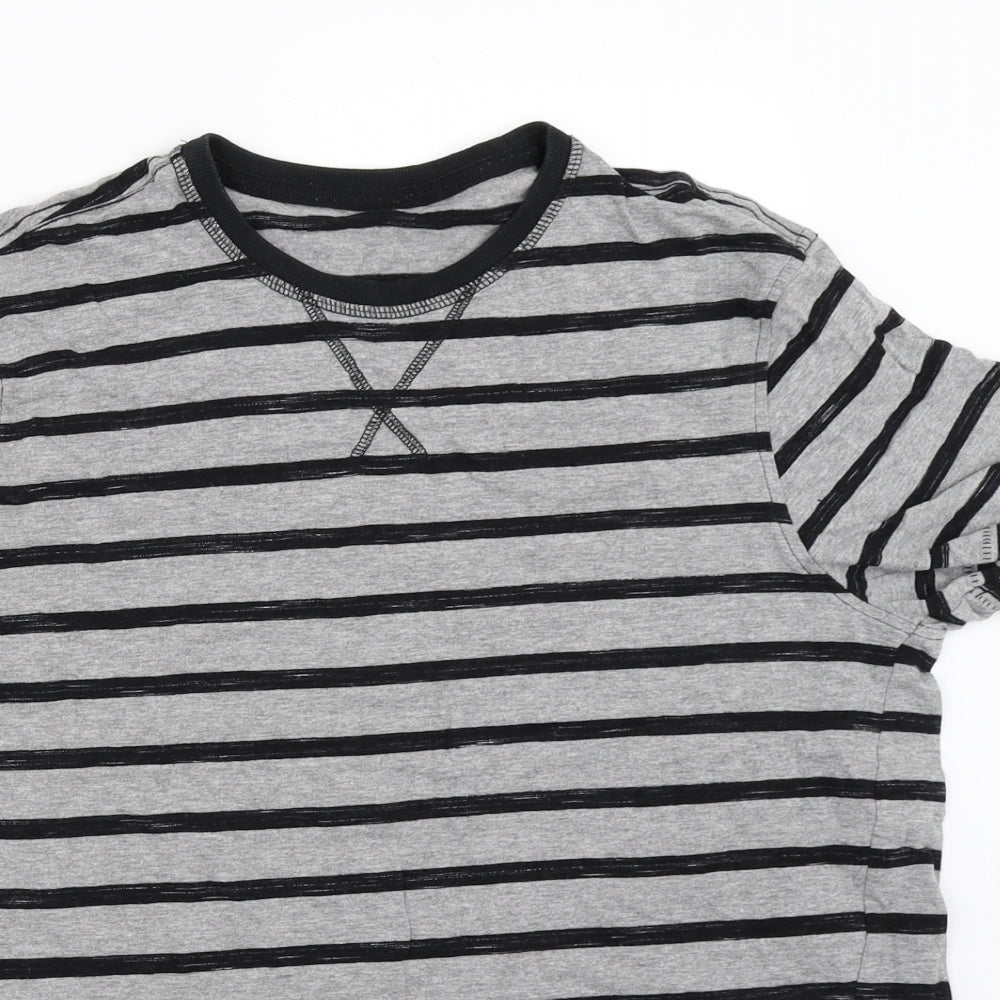 George Mens Grey Striped   T-Shirt Size M
