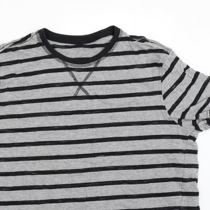 George Mens Grey Striped   T-Shirt Size M
