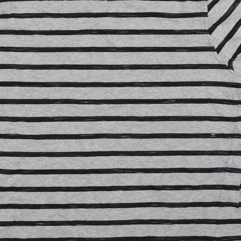 George Mens Grey Striped   T-Shirt Size M