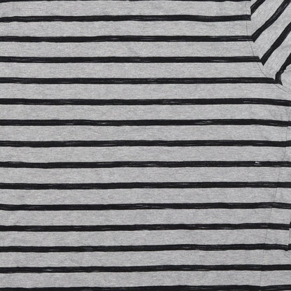 George Mens Grey Striped   T-Shirt Size M