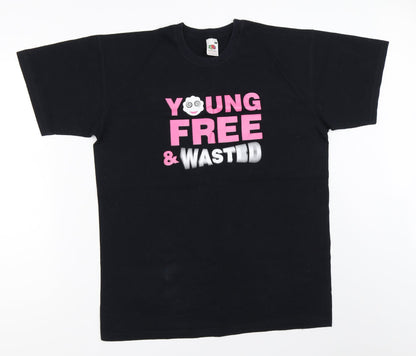 Mens UK Size M Fruit of the Loom Black  T-Shirt
