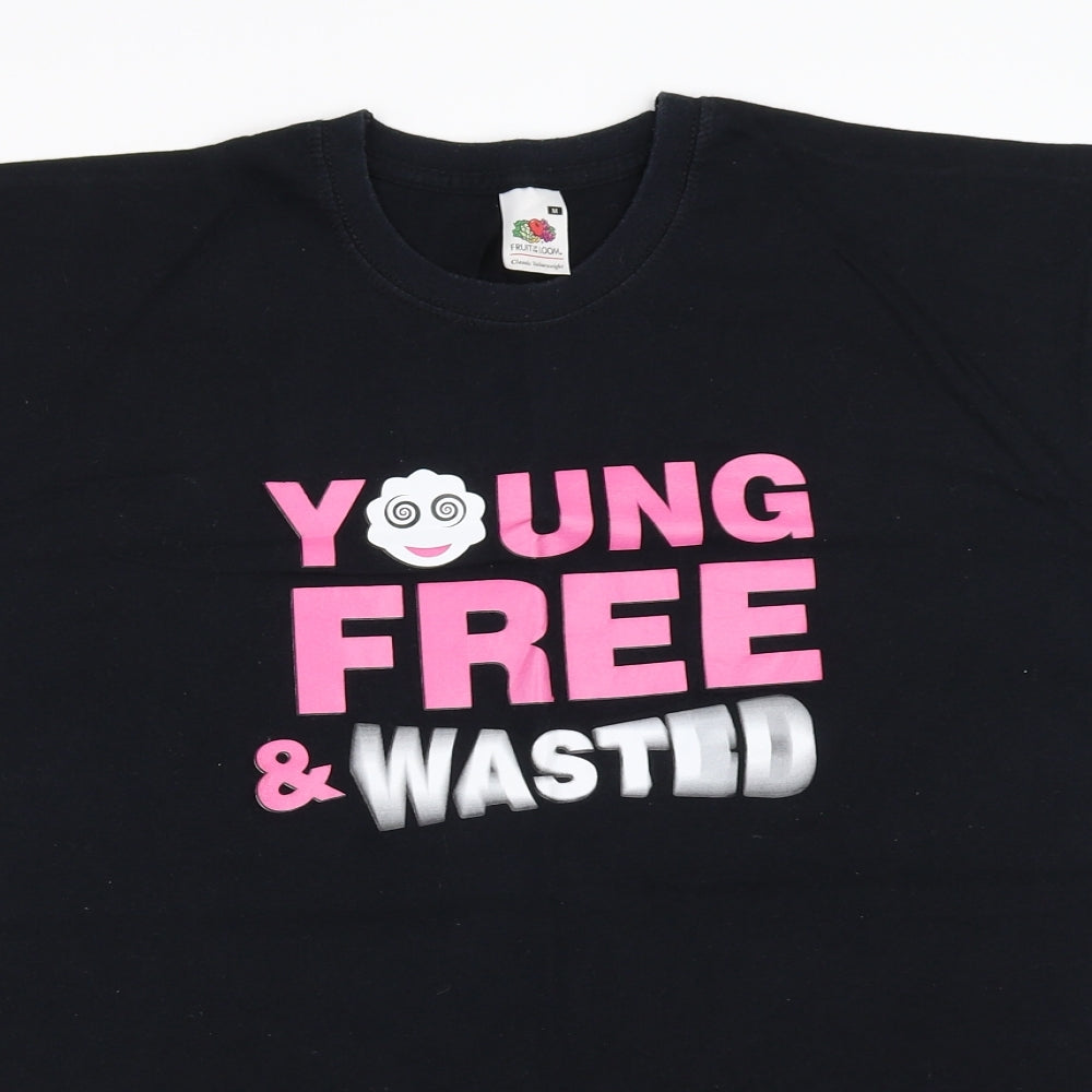 Mens UK Size M Fruit of the Loom Black  T-Shirt