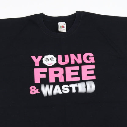 Mens UK Size M Fruit of the Loom Black  T-Shirt
