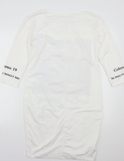 Womens UK Size M Preworn White Basic T-Shirt